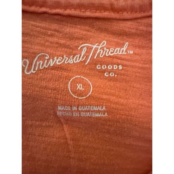 Universal Thread Womens Orange V-Neck T-Shirt XL Cotton Basic Solid Print - Picture 4 of 4